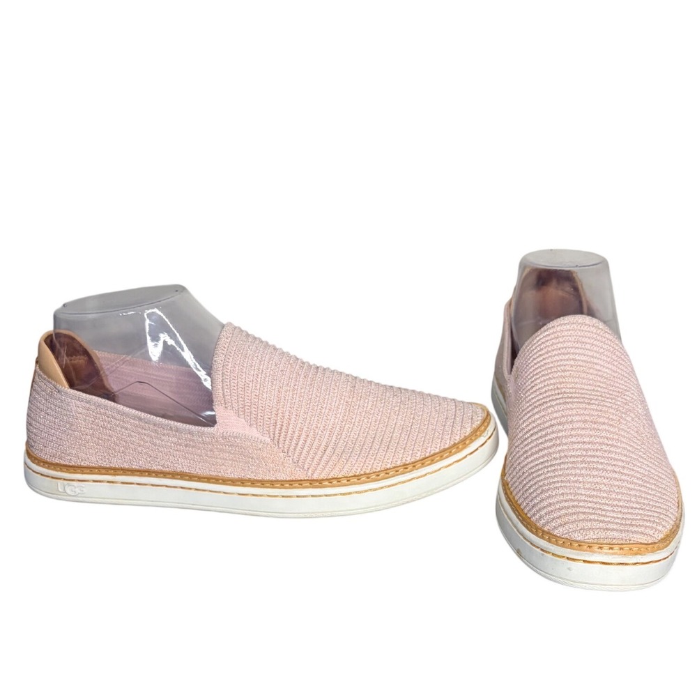 UGG Pink Sammy Chevron Slip On Sneakers Good Metallic Knit Women's Size 8